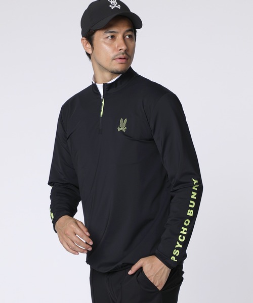 セール】[GOLF]ナイロンストレッチジャージ ハーフジップモックネック