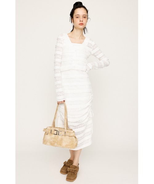 SLY（スライ）の「FRONT BUTTON LACE 2P L/OP フロントボタン レース ツーピー ロングワンピース 秋服（ワンピース・レディース・カーキ/オフホワイト/ブラック・FREE）」の2枚目の写真