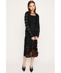FRONT BUTTON LACE 2P L/OP フロントボタン レース ツーピー ロングワンピース 秋服