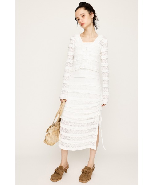 SLY（スライ）の「FRONT BUTTON LACE 2P L/OP フロントボタン レース ツーピー ロングワンピース 秋服（ワンピース・レディース・カーキ/オフホワイト/ブラック・FREE）」の22枚目の写真