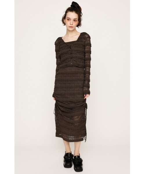 SLY（スライ）の「FRONT BUTTON LACE 2P L/OP フロントボタン レース ツーピー ロングワンピース 秋服（ワンピース・レディース・カーキ/オフホワイト/ブラック・FREE）」の7枚目の写真