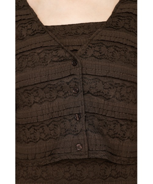 SLY（スライ）の「FRONT BUTTON LACE 2P L/OP フロントボタン レース ツーピー ロングワンピース 秋服（ワンピース・レディース・カーキ/オフホワイト/ブラック・FREE）」の14枚目の写真