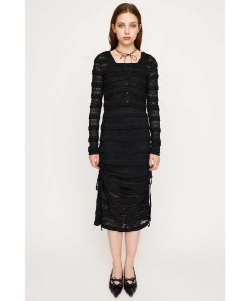 SLY（スライ）の「FRONT BUTTON LACE 2P L/OP フロントボタン レース ツーピー ロングワンピース 秋服（ワンピース・レディース・カーキ/オフホワイト/ブラック・FREE）」の6枚目の写真