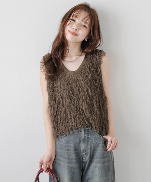 【AMELY】フリンジベスト　美品！ AMELY（エミリー）の「ツイードフリンジベスト（ベスト）」 - WEAR