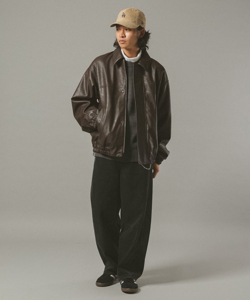 【定価16500円】SINSS ルーズシンセティックレザーブルゾン A2 short flight jacket / A2ショートフライトジャケット（ブルゾン
