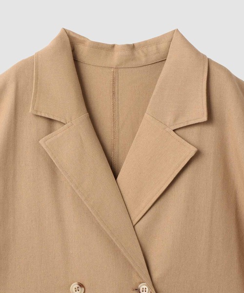 Mac-House（マックハウス）の「Idnes レーヨン麻混ハーフスリーブジャケット（その他アウター・レディース・ネイビー/ベージュ・M）」の4枚目の写真