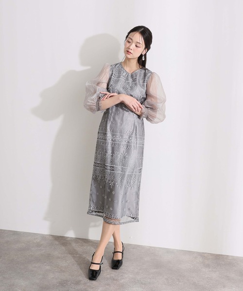 PourVous(プールヴー)の「ロング&袖あり フォーマル Vネック タイト レース アップリボン シアースリーブセレモニー 結婚式 二次会 パーティー ドレス オケージョンドレス 同窓会 成人式 お呼ばれ 謝恩会 20代 30代(ドレス・レディース・ベージュ/ブラック/カーキ/シルバー・S/M/L)」の12枚目の写真