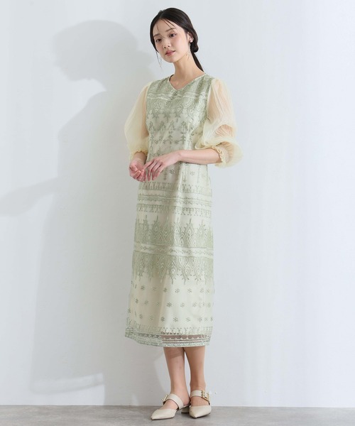 PourVous(プールヴー)の「ロング&袖あり フォーマル Vネック タイト レース アップリボン シアースリーブセレモニー 結婚式 二次会 パーティー ドレス オケージョンドレス 同窓会 成人式 お呼ばれ 謝恩会 20代 30代(ドレス・レディース・ベージュ/ブラック/カーキ/シルバー・S/M/L)」の17枚目の写真