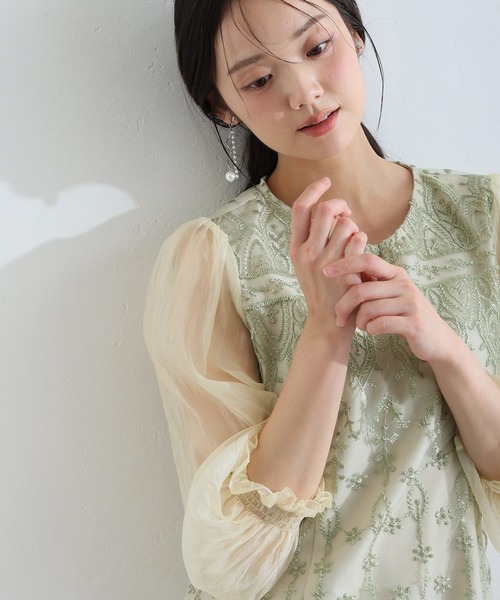 PourVous(プールヴー)の「ロング&袖あり フォーマル Vネック タイト レース アップリボン シアースリーブセレモニー 結婚式 二次会 パーティー ドレス オケージョンドレス 同窓会 成人式 お呼ばれ 謝恩会 20代 30代(ドレス・レディース・ベージュ/ブラック/カーキ/シルバー・S/M/L)」の18枚目の写真