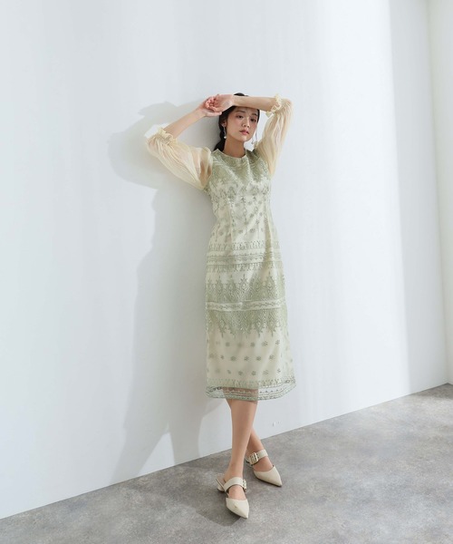 PourVous(プールヴー)の「ロング&袖あり フォーマル Vネック タイト レース アップリボン シアースリーブセレモニー 結婚式 二次会 パーティー ドレス オケージョンドレス 同窓会 成人式 お呼ばれ 謝恩会 20代 30代(ドレス・レディース・ベージュ/ブラック/カーキ/シルバー・S/M/L)」の20枚目の写真