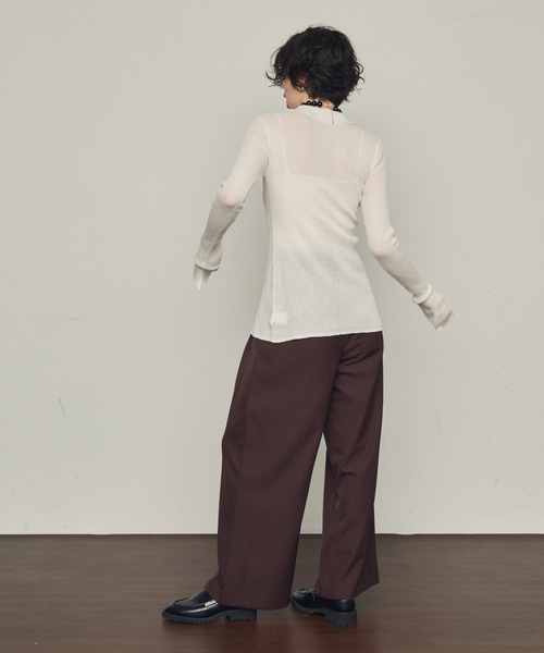 Trish（トリッシュ）の「ポロ衿シアーロングスリーブニット（ニット/セーター・レディース・ダークブラウン/ブラック/ホワイト/アイボリー・MEDIUM）」の17枚目の写真