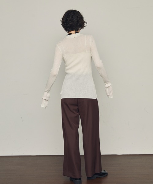 Trish（トリッシュ）の「ポロ衿シアーロングスリーブニット（ニット/セーター・レディース・ダークブラウン/ブラック/ホワイト/アイボリー・MEDIUM）」の18枚目の写真