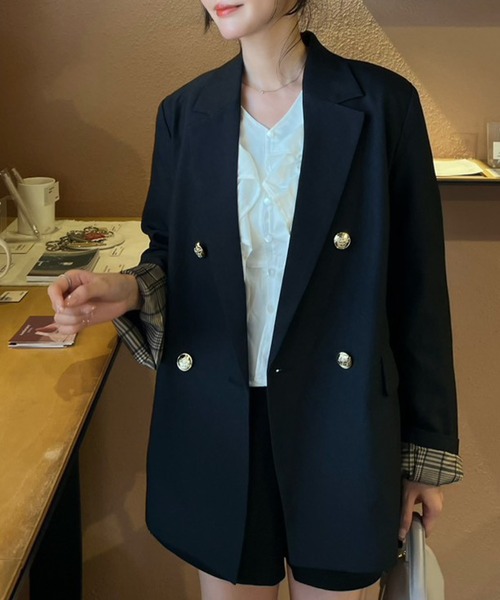 セール】【くるみ×Cherir Mignonコラボ】LADY CHECK / STRIPE JACKET