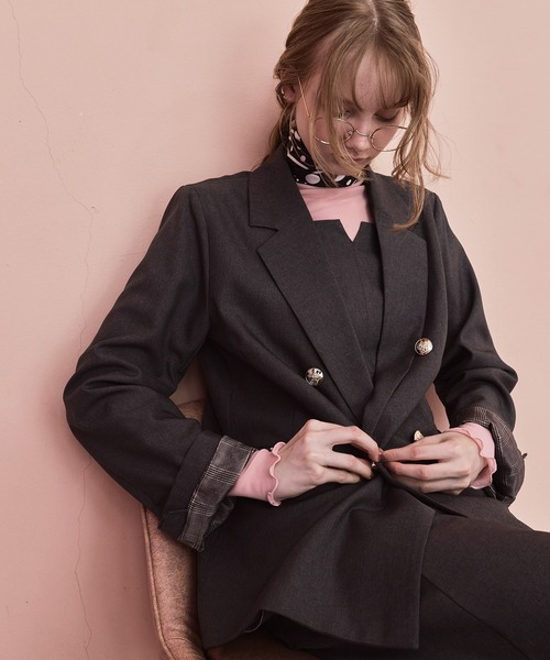 セール】【くるみ×Cherir Mignonコラボ】LADY CHECK / STRIPE JACKET
