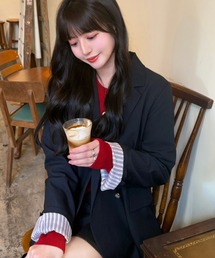 Cherir Mignon（シェリルミニョン）の「【くるみ×Cherir Mignonコラボ】LADY CHECK / STRIPE JACKET《セットアップ対応》（テーラードジャケット）」