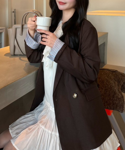 セール】【くるみ×Cherir Mignonコラボ】LADY CHECK / STRIPE JACKET