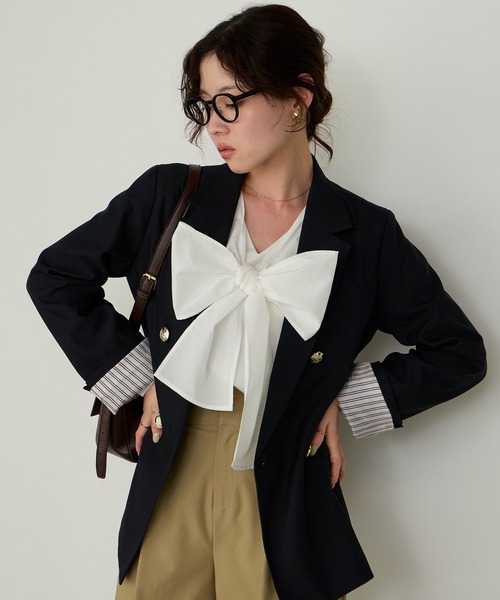 セール】【くるみ×Cherir Mignonコラボ】LADY CHECK / STRIPE JACKET