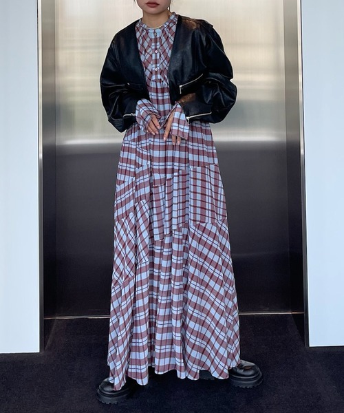 セール】IRREGULAR PLAID PATTERN DRESS（ワンピース）｜Ameri（アメリ