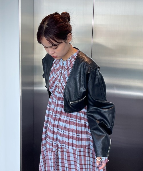 Ameri（アメリ）の「IRREGULAR PLAID PATTERN DRESS（ワンピース