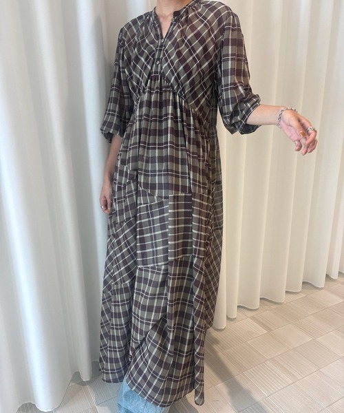 セール】IRREGULAR PLAID PATTERN DRESS（ワンピース）｜Ameri（アメリ