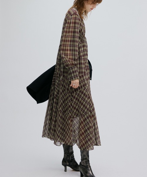 セール】IRREGULAR PLAID PATTERN DRESS（ワンピース）｜Ameri（アメリ