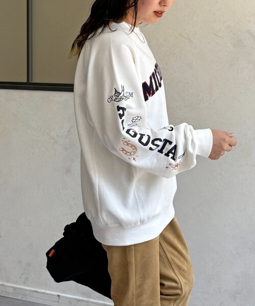 CPCM(シーピーシーエム)の「落書き刺繍カレッジロゴスウェット(Tシャツ/カットソー・レディース・ブラック/アイボリー/ホワイト/ネイビー・MEDIUM/LARGE)」の10枚目の写真