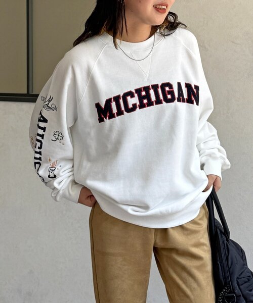 CPCM(シーピーシーエム)の「落書き刺繍カレッジロゴスウェット(Tシャツ/カットソー・レディース・ブラック/アイボリー/ホワイト/ネイビー・MEDIUM/LARGE)」の12枚目の写真