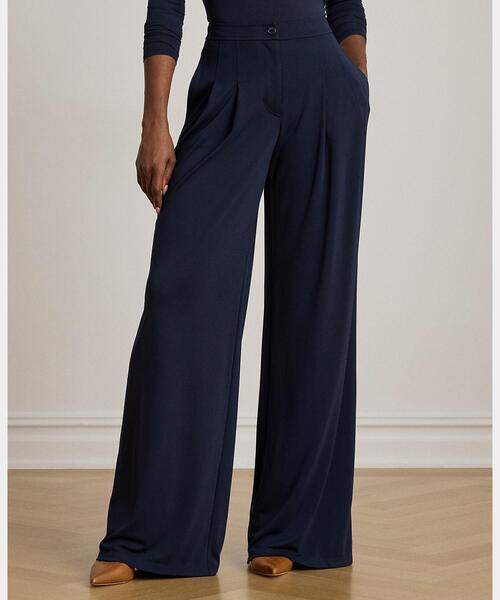 LAUREN RALPH LAUREN（ローレン ラルフ ローレン）の「プリーテッド ストレッチ ジャージー ワイドレッグ パンツ（その他パンツ・レディース・ネイビー系1・00/6/4/0/2）」の2枚目の写真