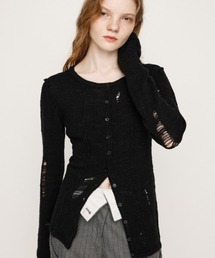 SLY | FRONT BUTTON CRASH C/D フロントボタン クラッシュ カーディガン 秋服(カーディガン/ボレロ)