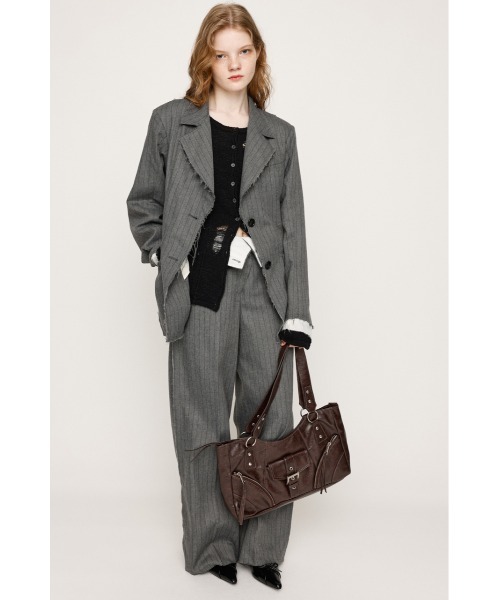 SLY（スライ）の「FRONT BUTTON CRASH C/D フロントボタン クラッシュ カーディガン 秋服（カーディガン/ボレロ・レディース・オフホワイト/ブラック/ベージュ・FREE）」の9枚目の写真