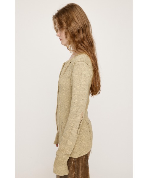 SLY（スライ）の「FRONT BUTTON CRASH C/D フロントボタン クラッシュ カーディガン 秋服（カーディガン/ボレロ・レディース・オフホワイト/ブラック/ベージュ・FREE）」の14枚目の写真