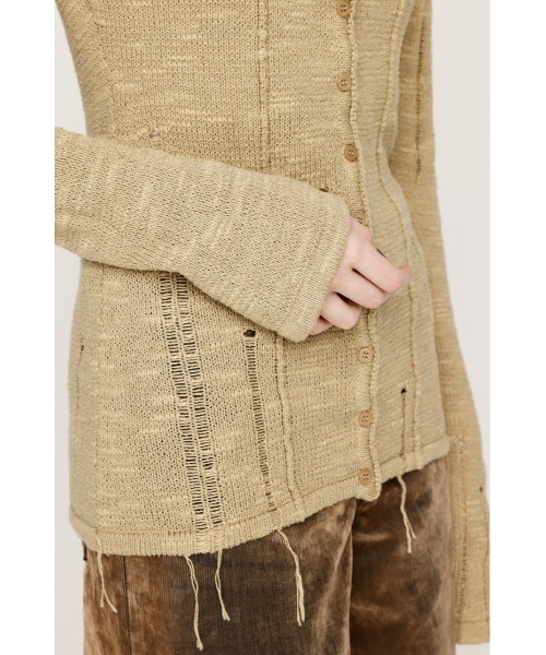 SLY（スライ）の「FRONT BUTTON CRASH C/D フロントボタン クラッシュ カーディガン 秋服（カーディガン/ボレロ・レディース・オフホワイト/ブラック/ベージュ・FREE）」の17枚目の写真