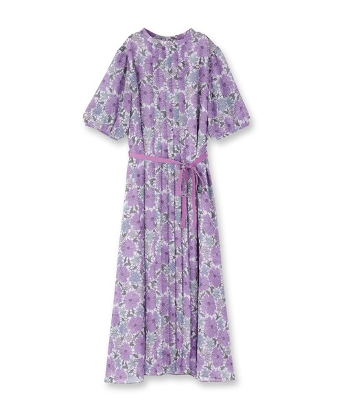 Sunauna（スーナウーナ）の「【&yours project／SS～L】レース柄プリーツワンピース（ワンピース・レディース・ネイビー系/パープル系5/グリーン系その他2・40/38/36/34）」の5枚目の写真