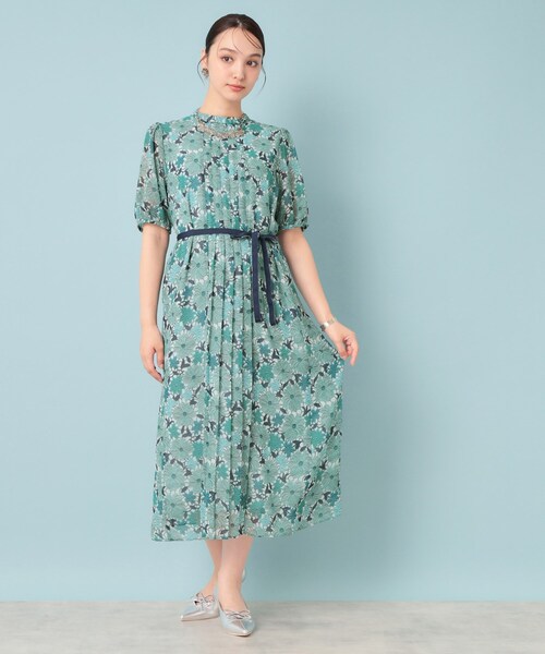 Sunauna（スーナウーナ）の「【&yours project／SS～L】レース柄プリーツワンピース（ワンピース・レディース・ネイビー系/パープル系5/グリーン系その他2・40/38/36/34）」の6枚目の写真