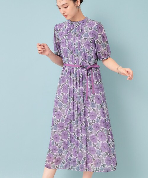 Sunauna（スーナウーナ）の「【&yours project／SS～L】レース柄プリーツワンピース（ワンピース・レディース・ネイビー系/パープル系5/グリーン系その他2・40/38/36/34）」の15枚目の写真