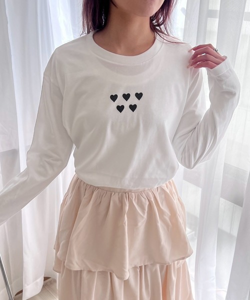 cuorequal（クオレコール）の「かわいいハート柄デザインロンT／長袖Tシャツ（Tシャツ/カットソー・レディース・A/B・MEDIUM）」の2枚目の写真