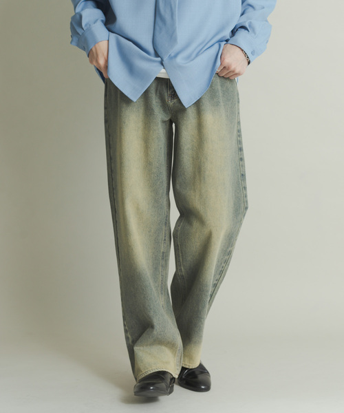 SENSE OF PLACE by URBAN RESEARCH（センスオブプレイスバイアーバンリサーチ）の「『WEB限定』ハードウォッシュデニムワイドパンツ（デニムパンツ・メンズ・ブラック/インディゴブルー・MEDIUM/LARGE）」の3枚目の写真