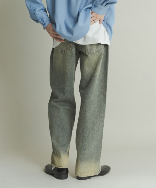 SENSE OF PLACE by URBAN RESEARCH（センスオブプレイスバイアーバンリサーチ）の「『WEB限定』ハードウォッシュデニムワイドパンツ（デニムパンツ・メンズ・ブラック/インディゴブルー・MEDIUM/LARGE）」の7枚目の写真