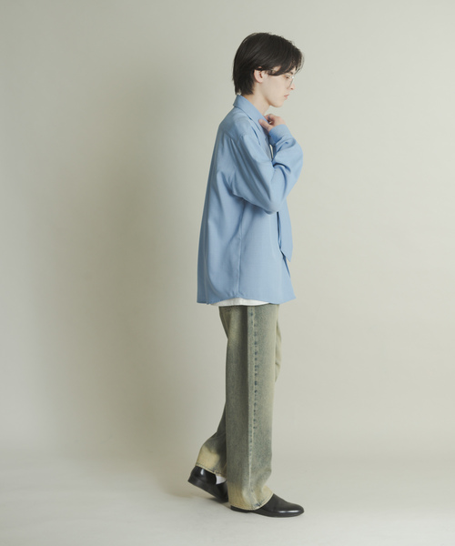 SENSE OF PLACE by URBAN RESEARCH（センスオブプレイスバイアーバンリサーチ）の「『WEB限定』ハードウォッシュデニムワイドパンツ（デニムパンツ・メンズ・ブラック/インディゴブルー・MEDIUM/LARGE）」の10枚目の写真