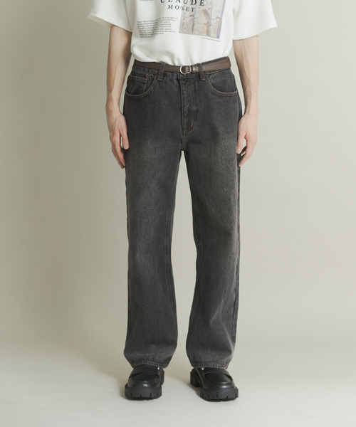 SENSE OF PLACE by URBAN RESEARCH（センスオブプレイスバイアーバンリサーチ）の「『WEB限定』ハードウォッシュデニムワイドパンツ（デニムパンツ・メンズ・ブラック/インディゴブルー・MEDIUM/LARGE）」の19枚目の写真