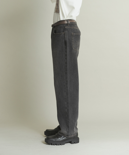 SENSE OF PLACE by URBAN RESEARCH（センスオブプレイスバイアーバンリサーチ）の「『WEB限定』ハードウォッシュデニムワイドパンツ（デニムパンツ・メンズ・ブラック/インディゴブルー・MEDIUM/LARGE）」の20枚目の写真