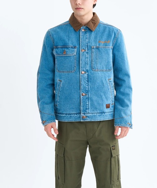 RVCA(ルーカ)の「RVCA メンズ POST DAYSHIFT JACKET ジャケット 【2025年秋冬モデル】/ルーカコーデュロイ襟デニムワークジャケット(ブルゾン・メンズ・ブルー・SMALL/LARGE/MEDIUM/X-LARGE)」の1枚目の写真