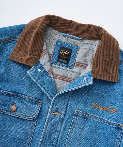 RVCA(ルーカ)の「RVCA メンズ POST DAYSHIFT JACKET ジャケット 【2025年秋冬モデル】/ルーカコーデュロイ襟デニムワークジャケット(ブルゾン・メンズ・ブルー・SMALL/LARGE/MEDIUM/X-LARGE)」の8枚目の写真