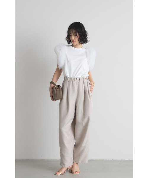 &. NOSTALGIA(アンドドットノスタルジア)の「サイドギャザーワイドパンツ(デニムパンツ・レディース・ブラック/グレイッシュベージュ・M)」の9枚目の写真