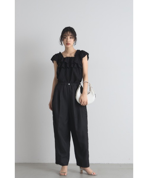 &. NOSTALGIA(アンドドットノスタルジア)の「サイドギャザーワイドパンツ(デニムパンツ・レディース・ブラック/グレイッシュベージュ・M)」の13枚目の写真