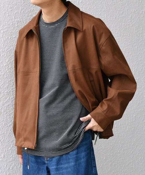 SHIPS any（シップス エニィ）の「SHIPS any: フェイクスエード(ポリエステル) バックタック ドロスト ショート ブルゾン◇（ブルゾン・メンズ・ブラック/ブラウン・LARGE/MEDIUM）」の11枚目の写真