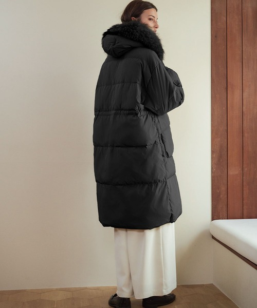 セール】ラクーンファー付き 軽量 フーデッド ダウンコート（ダウン