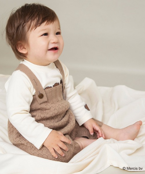 BRANSHES（ブランシェス）の「【boris/ボリス】ニットサロペット（その他ベビーウェア・キッズ・ブラウン/アイボリー・80）」の4枚目の写真