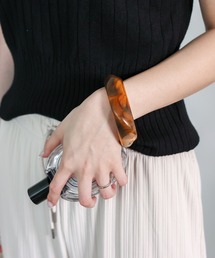 VitaFelice（ヴィータフェリーチェ）の「アクリルクリアバングル 幅広 大きめ べっ甲 マーブル ブレスレット（バングル/リストバンド）」