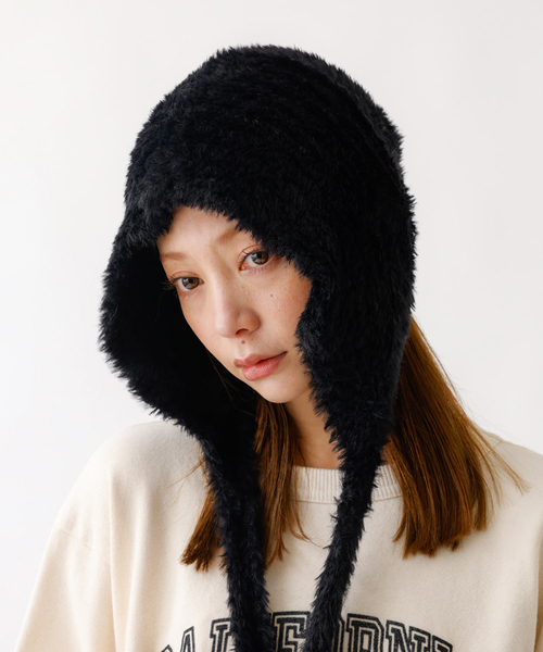 Ruben(ルーベン)の「【RUBEN/ルーベン】RUS-8355/シャギーボンネット/SHAGGY BONNET/帽子/もこもこ/ふわふわ【WEB限定】(ニットキャップ/ビーニー・レディース・ブラック/ベージュ/アイボリー・フリー)」の3枚目の写真